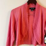 Jessica Howard Pink Open Front Cardigan Size Medium NEW Ribbed Scalloped Hem Photo 1