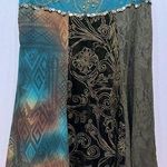 Vintage Havenbleu Mixed Media Beaded Jewel Tone Turquoise Gold & Brown Skirt M Blue Size M Photo 0