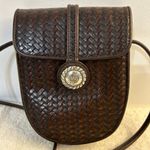 Brighton Vintage One World Leather Shoulder Crossbody Bag Brown Woven Photo 1