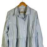 Ava & Viv  Womens 2X Blue White Stripe Tiered Button Down Shirt Dress Cotton Photo 1