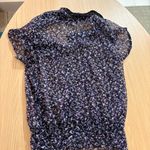Tally Weijl  Floral Print Blouse Size 24 Sheer Peter Pan Collar Short Sleeve Photo 2