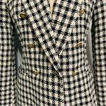 ZARA  New Ecru/Black Long Sleeve Lapel Collar Plaid Double Breasted Blazer Size S Photo 11