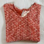 Entro  Textured Orange and Cream Sweater Photo 0