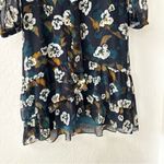 CAbi Navy Blue Pirouette Dress Ruffle Hem Sheer Sleeves Waist Tie M Photo 7