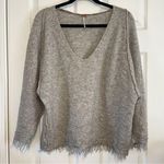 Free People  Wool Linen Oversized Pullover Sweater Fringe Grey XS Photo 0