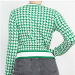 Houndstooth Round Neck Knit Top/Cardigan Green Size L Photo 1