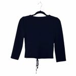 EXPRESS Black Lace Up Front Fitted Cropped Top Photo 1