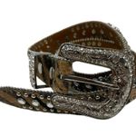 Nocona Brown Western Calf Hair Rhinestone Belt Size 26 Photo 1