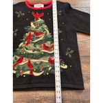 Tiara International Christmas Sweater Black Red Birds Cardinal Medium Holiday Photo 4