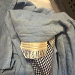 Vintage chambray heart floral embroidered button down top picnic cottagecore Blue Size XL Photo 5