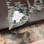Gothic Heart Rose Pendant Necklace Brooch Combo – Y2K 2001 Silver Photo 2