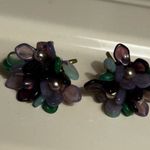 Vintage MCM 1950s West Germany Demi Parure Purple Green Glass Floral Screw Back Photo 12