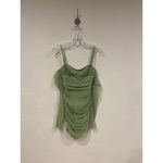 Oh Polly Dress Womens US 2 Green Ruched Mesh Bodycon Mini Off Shoulder Party Photo 1