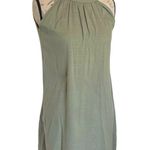 Womens Green Trapeze Dress High Mock Neckline Sleeveless Pleated Mini Sz Small Photo 4