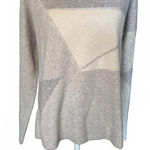 Vince  Geometric Pattern Gray and Cream Sweater, Large Photo 0
