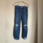 Good American  Good Straight Leg Jeans Sz 25 Distressed‎ Indigo Blue Ankle Photo 3