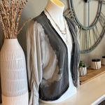 NOLA Ombre Grey Velvet Trimmed Cardigan Sweater Size Medium Gray Photo 1