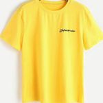 SheIn Yellow Heartbreak Short Sleeved Tee Shirt Photo 0