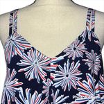 Crown & Ivy  medium womens red white & cute layered look tank floral firework Photo 7