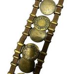 80s brown leather belt suede belt folk rustic belt metallic decoration Photo 0