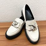 Aerosoles Lilia Loafer Ivory White Lug Sole Silver Chain Chunky Loafers Size 7 Photo 0