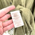 Free People  The Best Blouse Button Down OLIVE Green Gauze Long Sleeve Blouse Top Photo 7