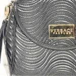 Versace  Parfums Faux Leather Gold Tone Black Strap Wristlet Clutch Purse Photo 2