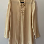 Amanda Uprichard Pink 100 Silk Lace-Up Long Sleeve Tunic Mini Dress Women Medium Photo 0