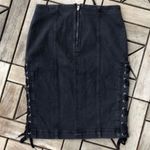 Free People  Black Denim Lace Up Pencil Skirt Size 8 Photo 5