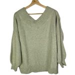 Zenana Outfitters Green Knit Balloon Sleeve V-Neck Pullover Sweater S Photo 2