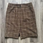 Ann Taylor  Checkered Tan and Brown Pencil Skirt with Slit Wool Women’s size 6 Photo 1