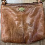 Fossil Vintage  Western Brown Cowhide Leather Crossbody Bag Purse Festival Hippie Photo 3
