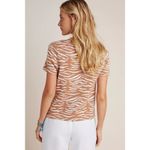 Anthropologie Evanna Sweater Tee Camel Tan Animal Print Knit Top Neutral S Photo 5