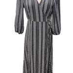 VERO MODA  Navy Printed 3/4 Sleeve Surplice Neckline Tie Wrap Dress Medium Photo 0