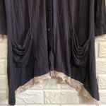 LOGO navy Blue lace trim tunic cardigan top Button Up Asymmetrical Women’s M Size M Photo 2