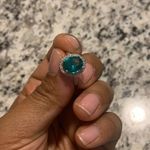 Australian Crystal Oval Stone Ring Dipped In White Gold M! So Pretty And Sparkly! Brand New’ Green Photo 0