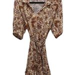 Olivaceous  Brown & Cream Floral Ruffle V-neck Mini Dress medium Photo 0