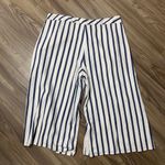 Gianni Bini  Sz L Pants Wide Cropped Crop Cream Navy Vertical Stripes Nautical Photo 8
