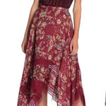 BCBGMAXAZRIA  Floral Print Toile Handkerchief Midi Skirt Red Size XS Photo 0