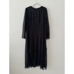 Akris 100% Mulberry Silk Sheer Long Sleeve Layered Midi Dress Black Size 10 Photo 4