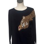 BeachLunchLounge NWT Bold Black Leopard Tawny Sweater Long Sleeve Pullover Photo 2