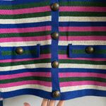 Boden Holly Knitted Jacket Multi Metallic Stripe Size Us 2 Blue Photo 3