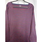 LL Bean Womens Top 2X Blue Red Stripe Preppy Nautical Square Neck Cotton Shirt Size XXL Photo 1