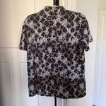 Ibkul Le Leopard Mock Neck Zip Top Short Sleeve Shirt Black Grey Pullover Top Size XL Photo 4
