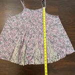 Free People  white, pink & gray lace pleated floral tank top size M Photo 8
