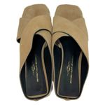 Brenda Zaro Square Toe Tan & White Striped Platform Suede Block Heel Sandals Size 8 Photo 10