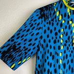 Jamie Sadock Womens Small Short Sleeve Top Blue Golf Animal Print Neon 1/4 Zip Photo 4