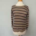 PaperMoon Tan Black Striped Knit Crewneck Pullover Sweater Size S Photo 1