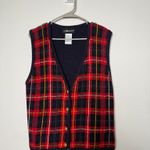 Gap Vintage Preppy Red and Blue Plaid Knitted Sweater Vest  Photo 0