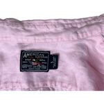 American Living  Pink Adjustable Sleeves Pockets Button Up‎ Linen Shirt LARGE Photo 4